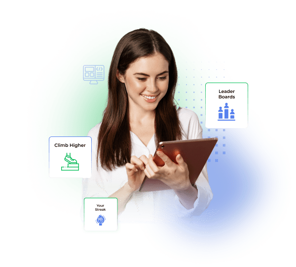 Leaderboard interface showing levels and progress tracking